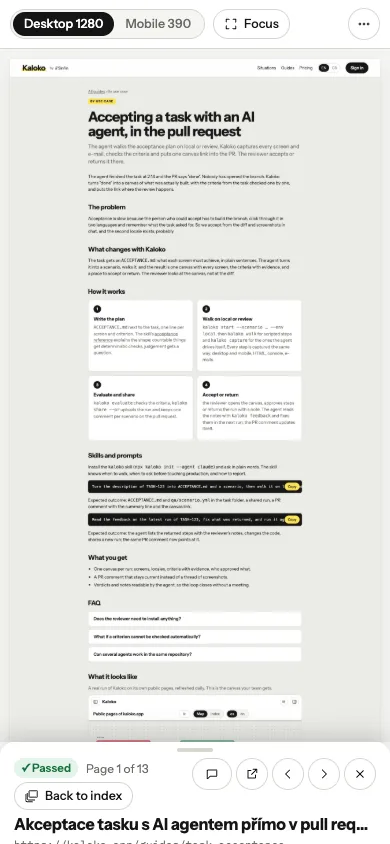 A stack page on a phone