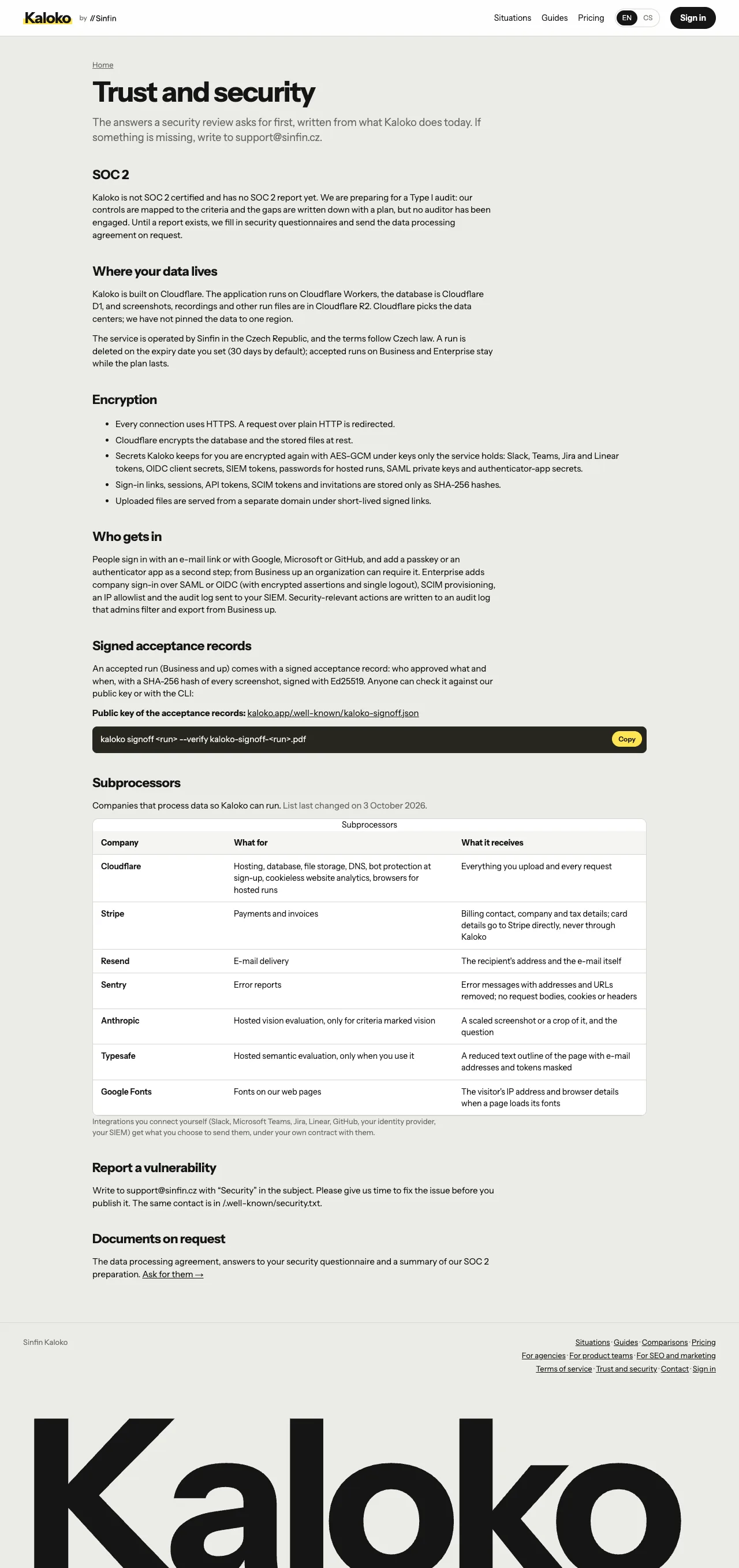 The trust page